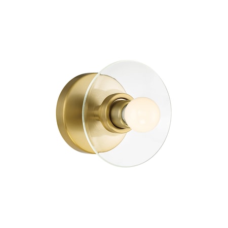 Designers Fountain Litto 6in 1-Light Brushed Gold Modern Indoor Wall Sconce with Clear Glass Shade D294C-WS-BG